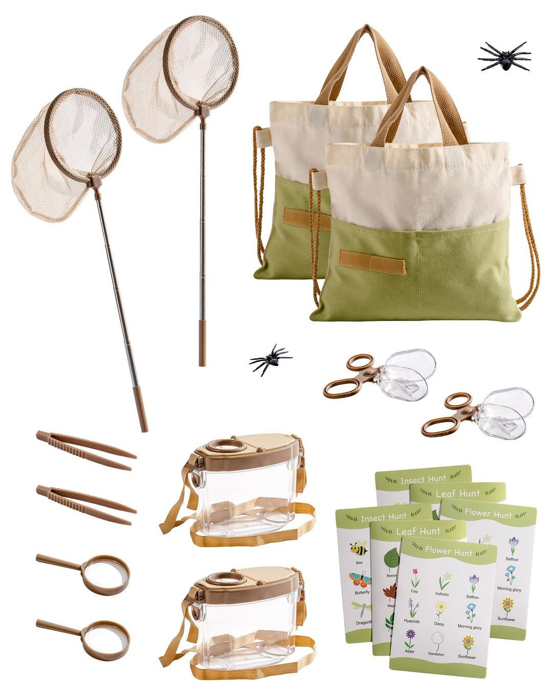 ROBOTIME Kinder Entdecker Kit, mit Insektennetz, Lupe, Insektenbeobachter, Schmetterlingsnetz, Outdo