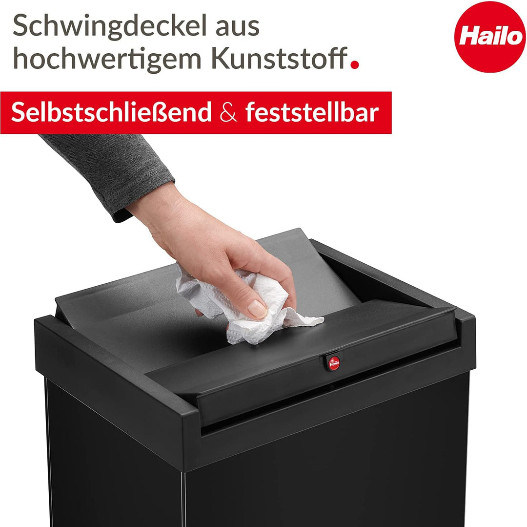 Hailo Big-Box Swing XL Mülleimer - 1 x 52 Liter - selbstschliessender Schwingdeckel - Stahlblech - M
