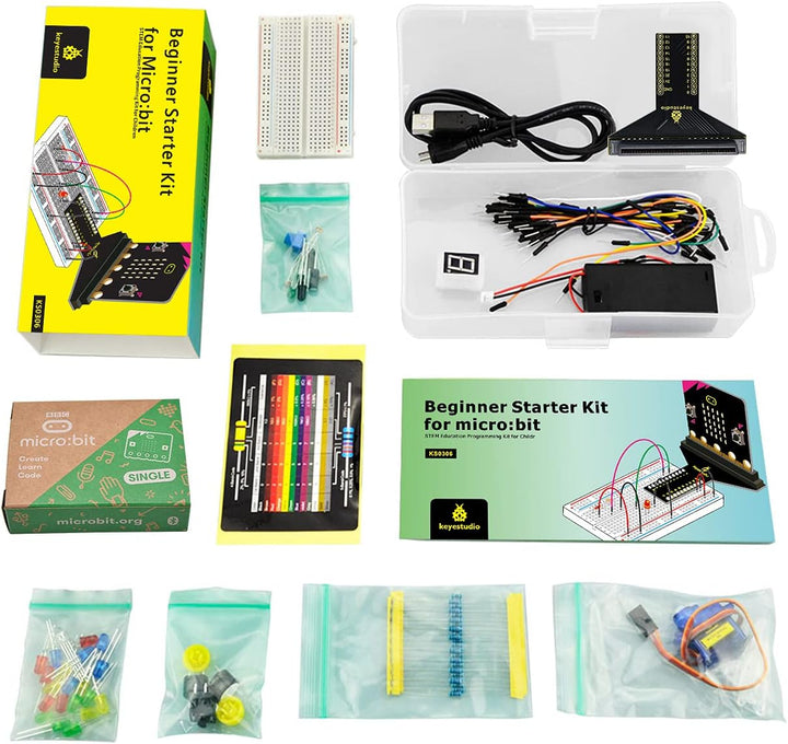 KEYESTUDIO BBC Microbit Starter Kit Kompatibel mit Microbit V1, V2.2 (mit Microbit V2), Mint Ausbild