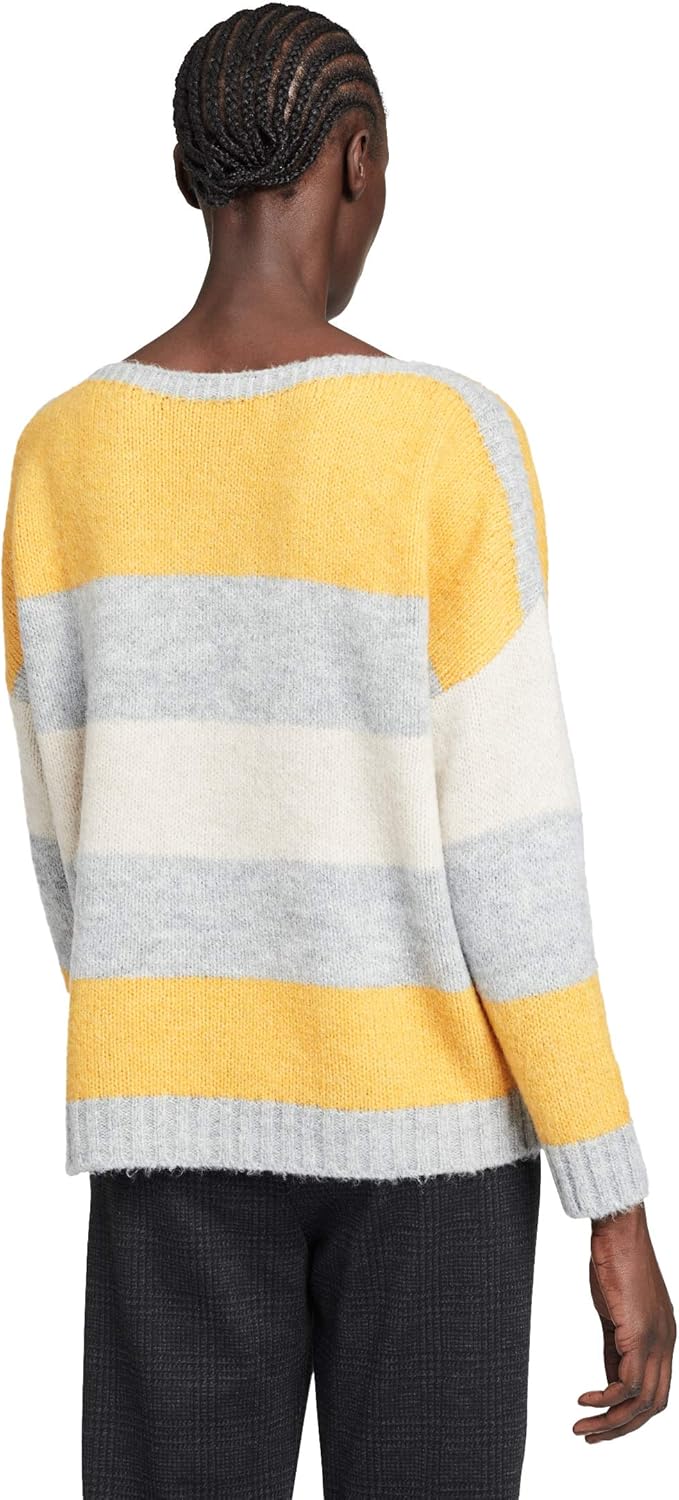 Cartoon Strickpullover Yellow-Silver, 40 Damen