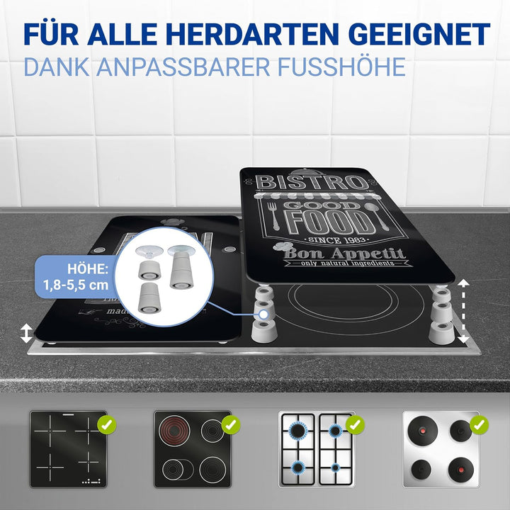WENKO Herdabdeckplatte Universal Mod. Bon Appetit, höhenverstellbar für alle Herdarten, Schneidebret