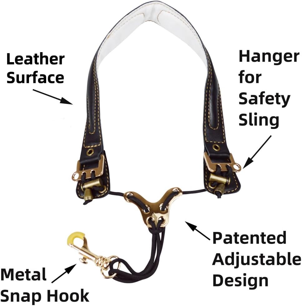 adorence Premium Saxophon Gurt (handgefertigt mit echtem Leder, atmungsaktivem Polster und Metallhak