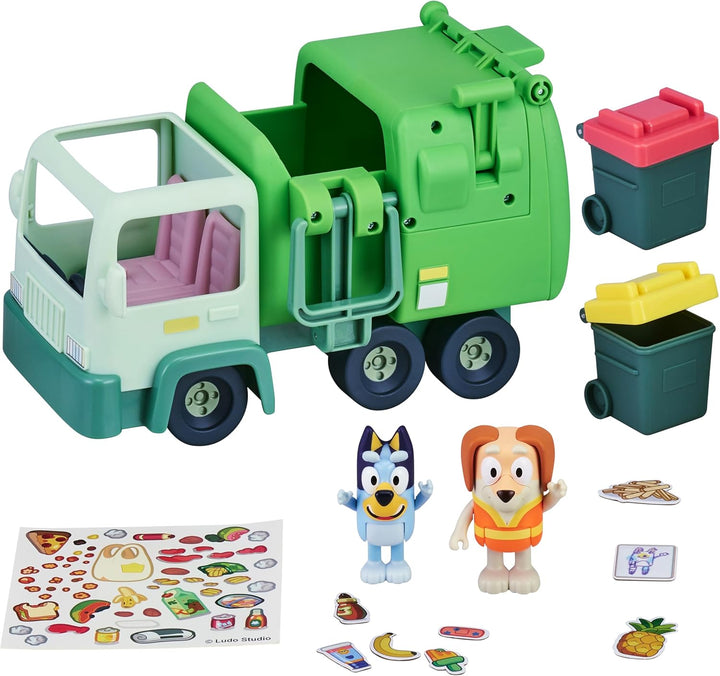 BlueY Müllwagen-Spielset mit Zwei 6,3–7,6 cm grossen Offiziellen Actionfiguren zum Sammeln, Müllmann