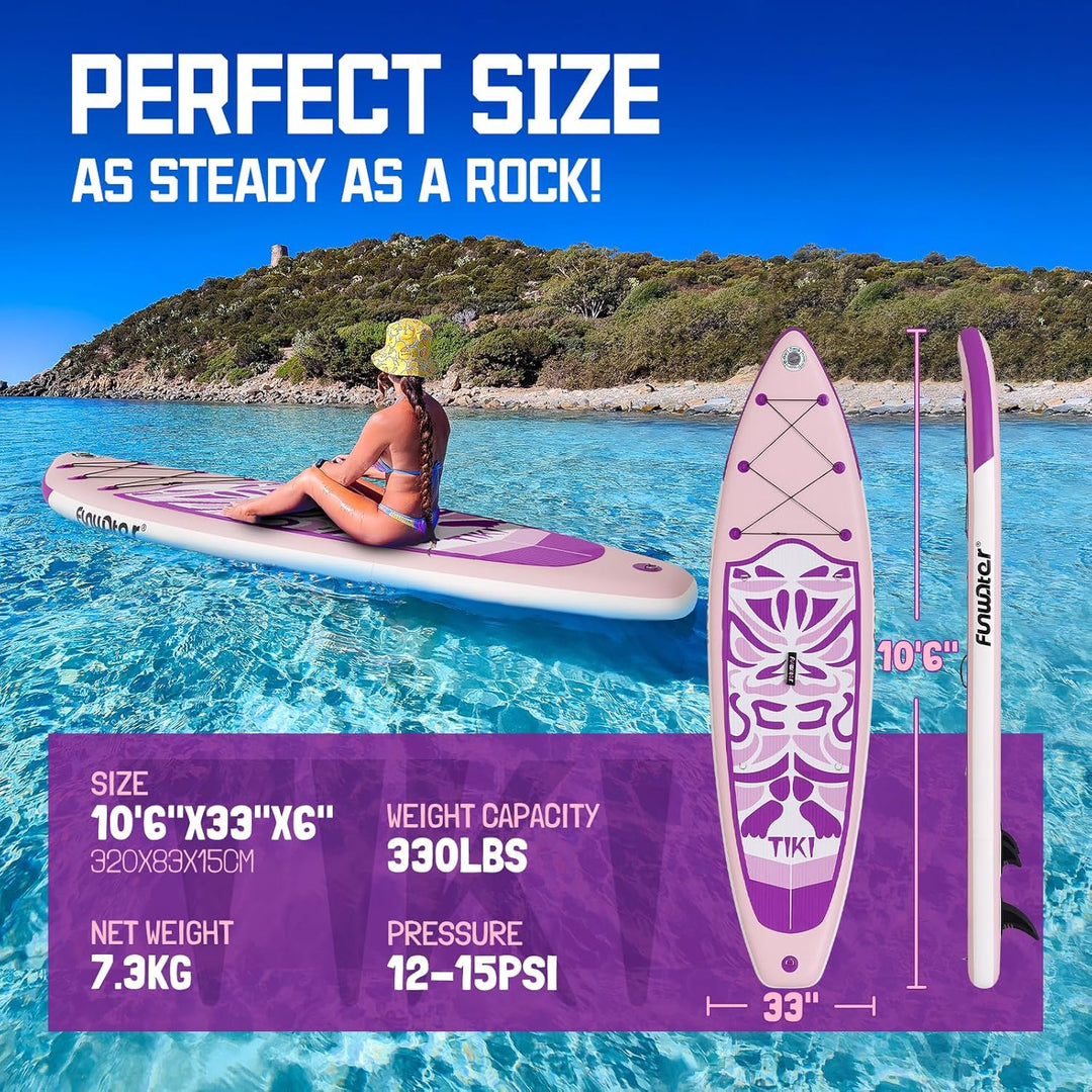 FunWater Aufblasbares Stand Up Paddle Board Multifunktionale Paddelboards mit Flossen, Knochleine, S