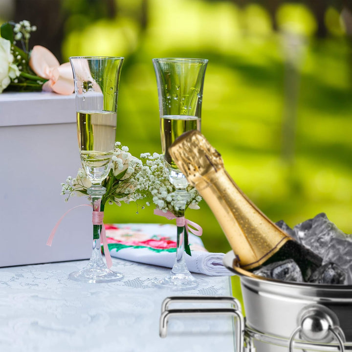 Relaxdays 10 x Sektkühlerhalter, Tischhalterung für Weinkühler mit 18 cm Ø, Sektkübelhalterung aus E