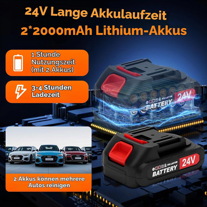Akku Hochdruckreiniger, 362PSI Tragbarer Hochdruckreiniger, Hydro Blast Druckreiniger mit 2 Akku, 6-