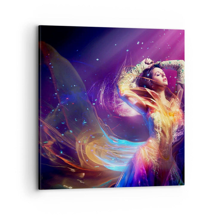 Bilder auf Leinwand 70x70cm Leinwandbild Schönheit Disco Mode Make-up Gross Wanddeko Bild Schlafzimm