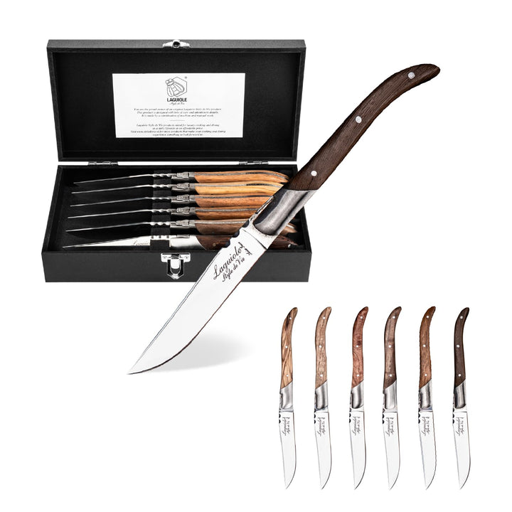 Laguiole Style de Vie Steakmesser Luxury Line, 6-teilig, Gemischtes Holz, Gemischtes Holz