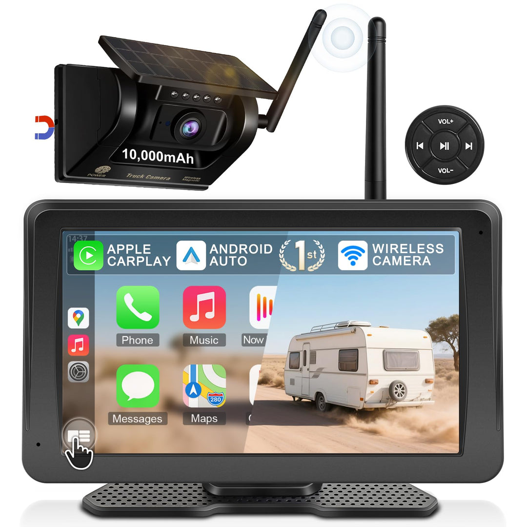 URVOLAX Rückfahrkamera Kabellos Funk: Tragbares 7 Zoll Apple CarPlay/Android Auto - 10.000mAh Akku B