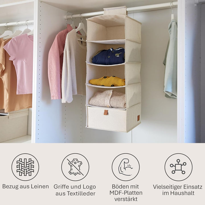 Love IT Store IT - Premium - Hängeregal für den Kleiderschrank - Schrank Organizer aus Stoff - Verst