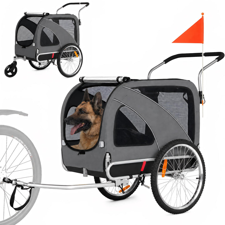 Hundeanhänger 2-in-1 für Fahrrad &amp; Jogger Grey