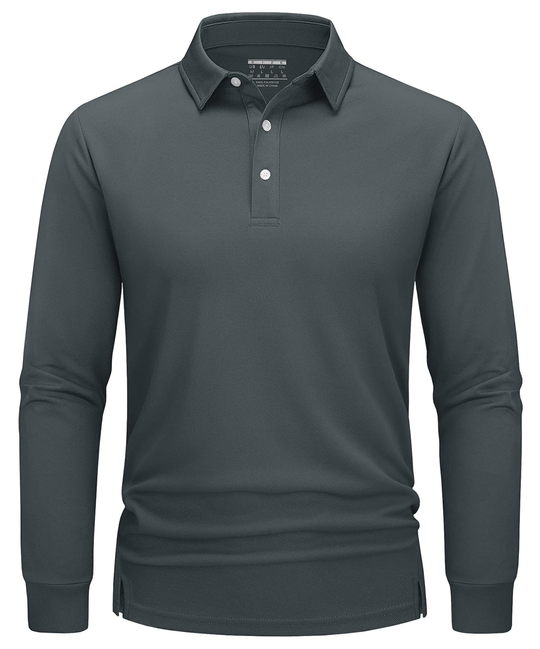 TACVASEN Herren Poloshirt Langarm Golf Polo Schnelltrocknend Funktionsshirts Leicht T-Shirts mit 3-K