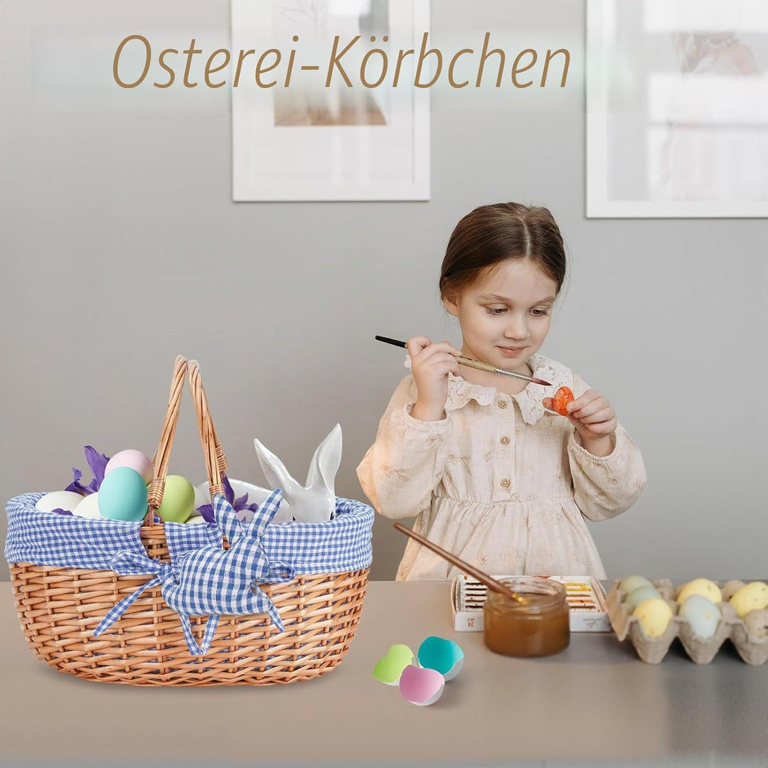 G Good GAIN Weiden-Picknickkorb mit Doppelten, Faltbaren Griffen, Weiden-Picknickkorb, Handgewebter