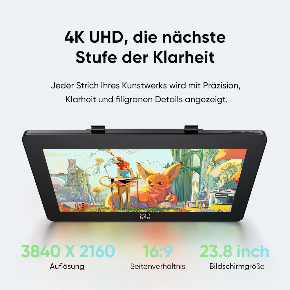 XPPen Artist 24 Pro (Gen 2) 4K Grafikdisplay, 23,8 Zoll Grafikmonitor mit X3 Pro Stift，Geeignet für