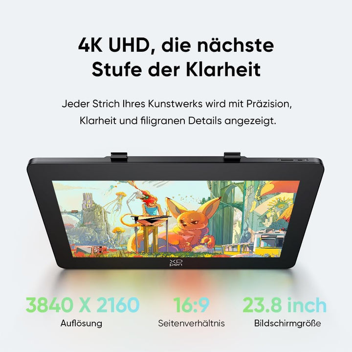 XPPen Artist 24 Pro (Gen 2) 4K Grafikdisplay, 23,8 Zoll Grafikmonitor mit X3 Pro Stift，Geeignet für