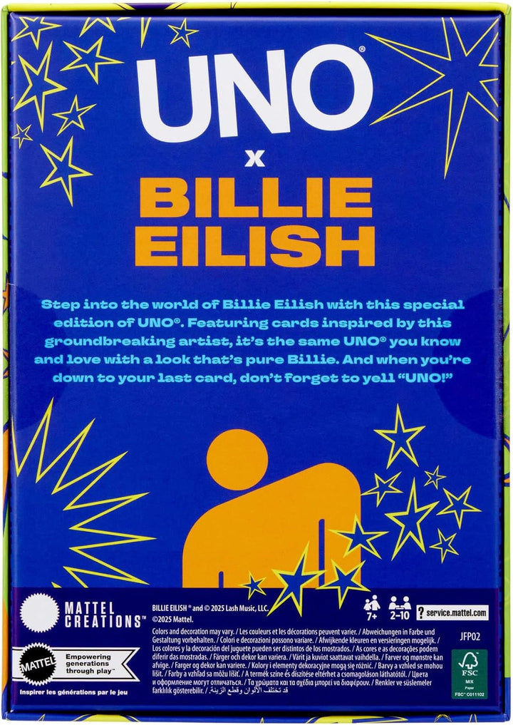 Mattel Games UNO Canvas Billie Eilish Kartenspiel für Kinder, Erwachsene, Familienabende und Partys,