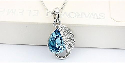 Bungsa Damenkette BLUE SPARKLE 45cm silberfarben - Anhänger mit strahlendem KRISTALL in blau und kla