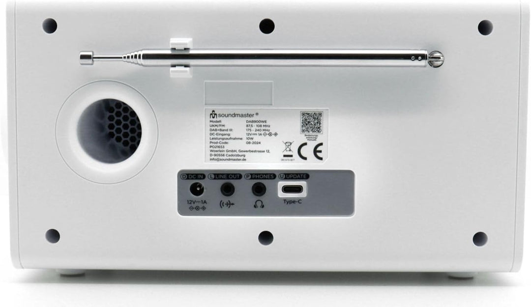 Soundmaster DAB900 Digitalradio mit DAB+ & UKW/FM, Bluetooth & Wecker, Farbe:weiss, weiß