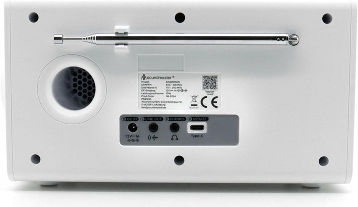 Soundmaster DAB900 Digitalradio mit DAB+ & UKW/FM, Bluetooth & Wecker, Farbe:weiss, weiß