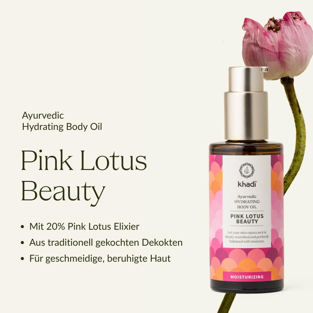 khadi PINK LOTUS BEAUTY Ayurvedisches Elixier Skin &amp; Soul Oil, Harmonisierendes Sinnes-Öl, ausgleich