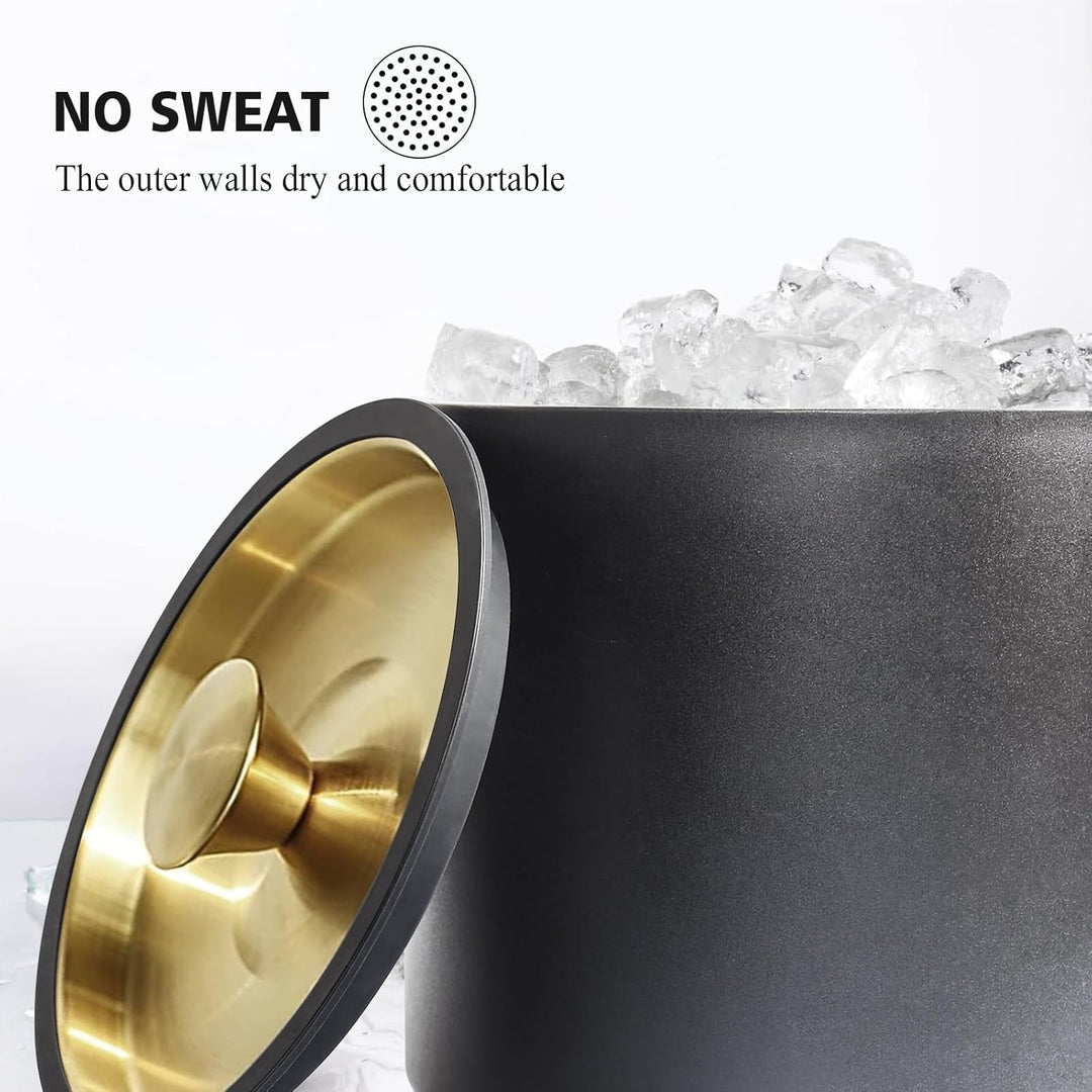 3.2L Moderner isolierter Eiskübel mit Silikondeckel, Schaufel, Sieb, doppelwandiger Eiskübel aus Ede