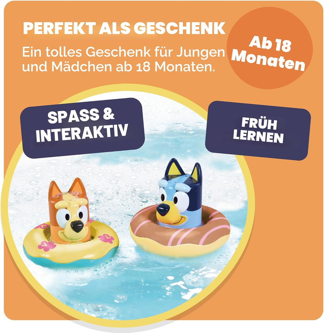 Tomy Toomies Badespielzeug Bluey und Bingo im Schwimmring, 2 Stück | Bluey und Bingo in Schwimmringe