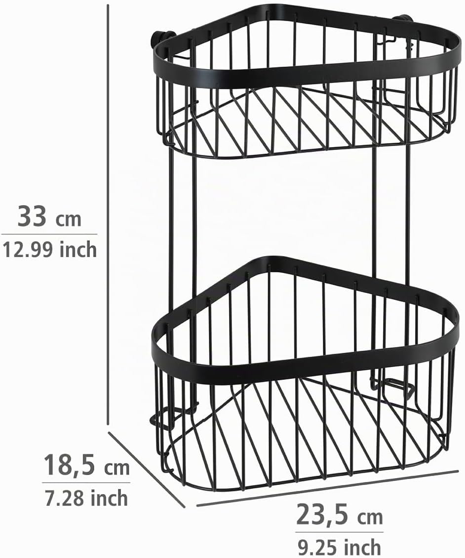 WENKO Eckregal 2 Etagen Classic Plus Black - Eckregal, Eckwandablage mit hochwertigem Rostschutz, St