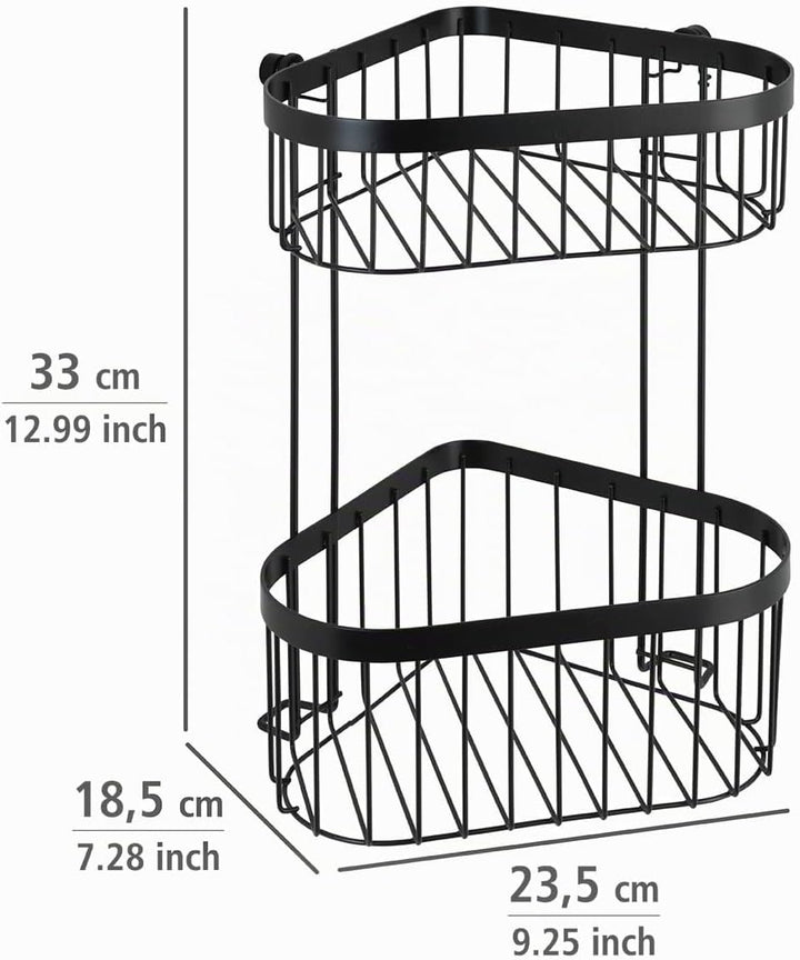 WENKO Eckregal 2 Etagen Classic Plus Black - Eckregal, Eckwandablage mit hochwertigem Rostschutz, St