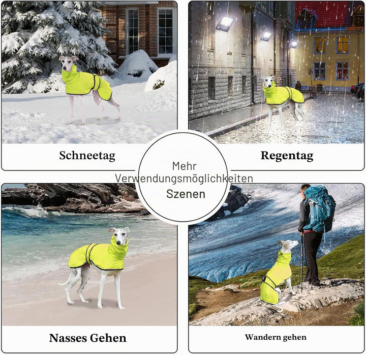 Geyecete Windhund Leicht Hundejacke Regenjacke, Hunderegenmantel Wasserdicht Verstellbar Windhundeja