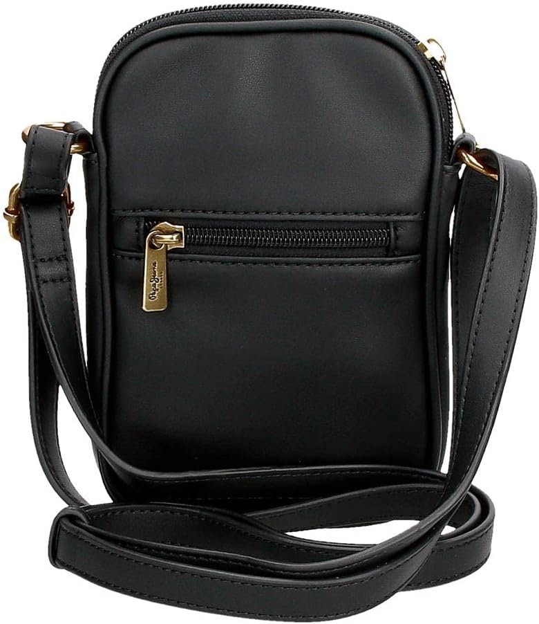 Pepe Jeans Aurora Umhängetasche Handyhalter Schwarz 11x17,5x2,5 cm Kunstleder Schwarz mobile Umhänge