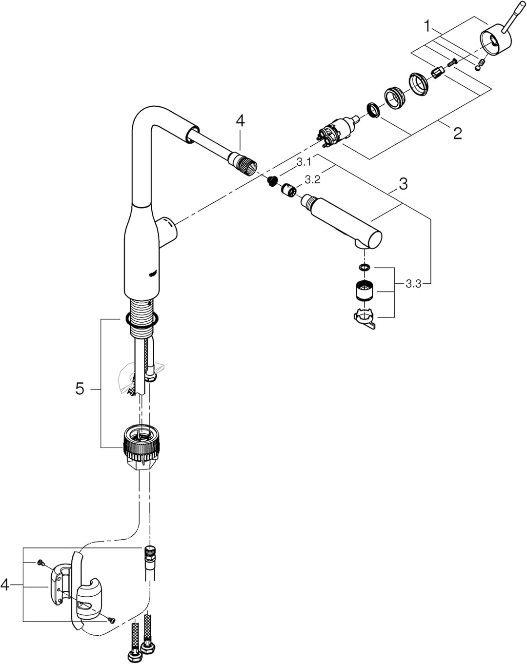 GROHE Essence - Einhand-Spültischbatterie (mit herausziehbarer Dual Spülbrause, Schwenkbereich 360°,