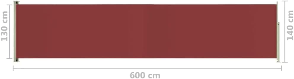 puraday 140x600 cm Seitenmarkise Ausziehbar Rot Terrassen-Sichtschutz Balkon Seitenwand Stilvolle Se