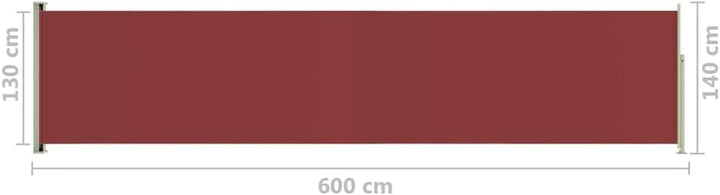 puraday 140x600 cm Seitenmarkise Ausziehbar Rot Terrassen-Sichtschutz Balkon Seitenwand Stilvolle Se