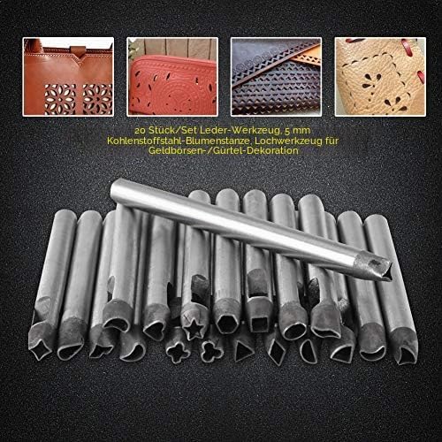 Cikonielf 20 Stück Leder Hohl Locher Leder Punch Set Kohlenstoffstahl Blume Form Leder Handwerk Werk