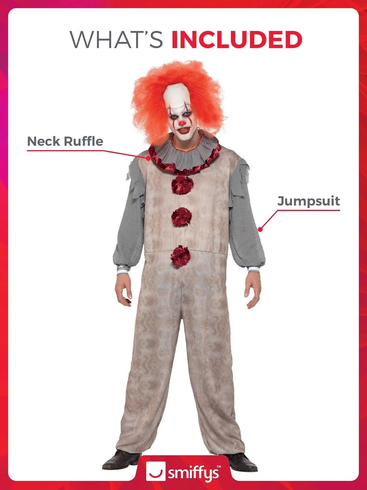 Vintage Clown Costume (L) 42-44 Grau und Rot, 42-44 Grau und Rot