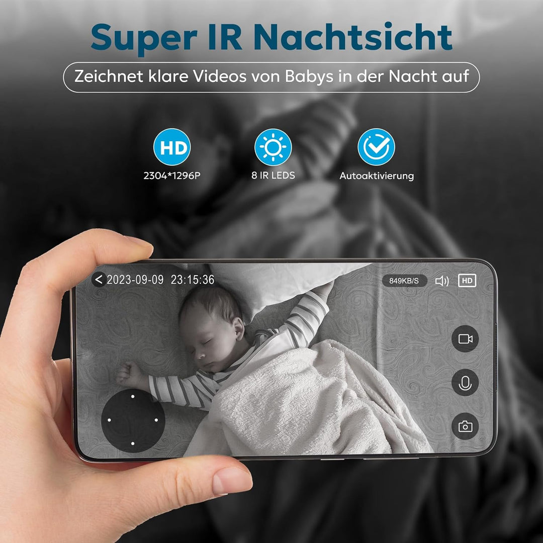 little elf Überwachungskamera Innen, [2022 Neu] Babyphone mit Kamera mit Zwei-Wege-Audio, Bewegungse