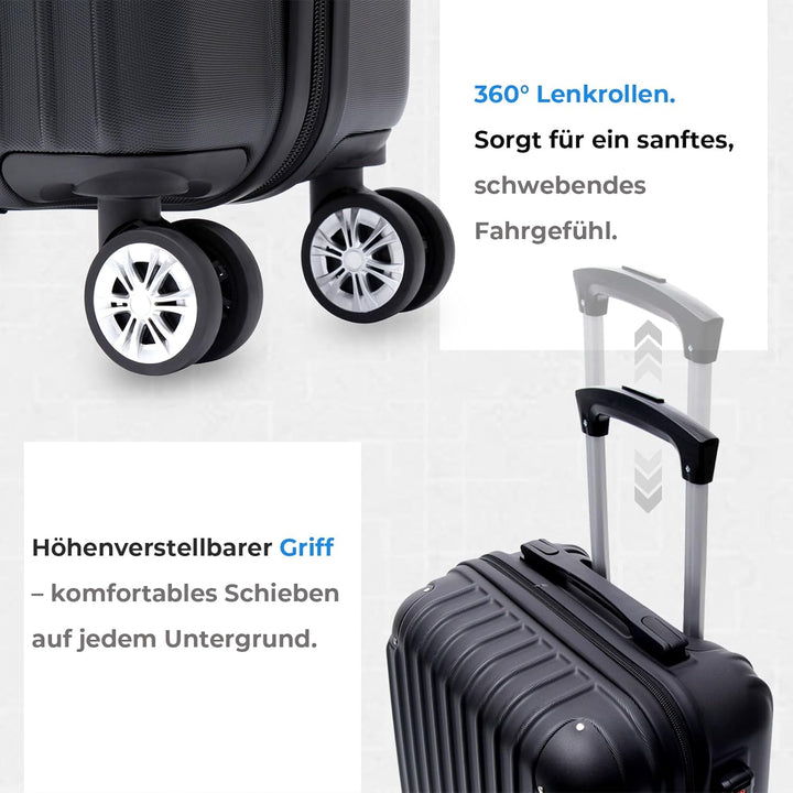 FOMAX Premium Handgepäck Koffer, Trolley Rollkoffer Reisekoffer, 77x47x27cm | mit 4 sanften Rollen u