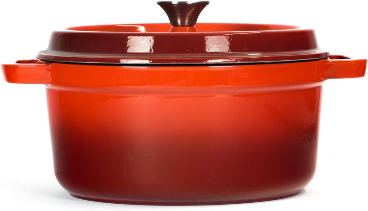 Schmortopf aus emailliertem Gusseisen 24 cm 4 L Gusseisentopf Emailliert Bräter Cocotte Dutch Oven B