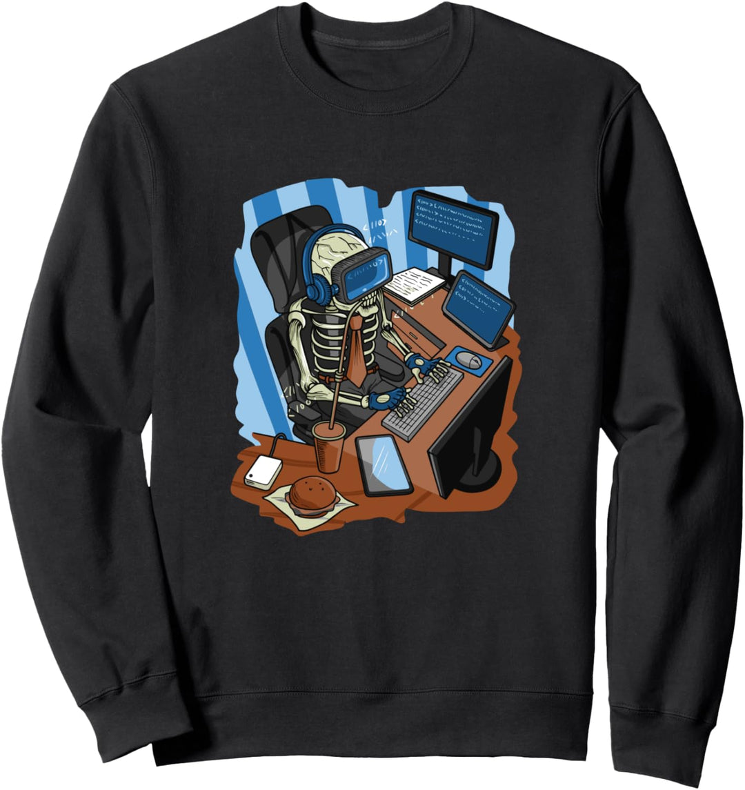 Skelett Hacker Nerd It Spezialist Programmierer Sweatshirt