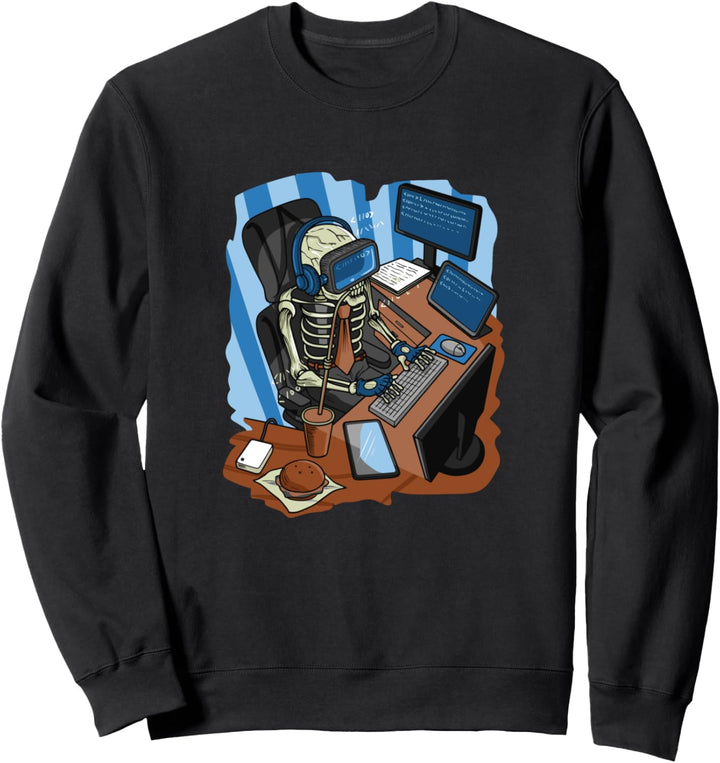 Skelett Hacker Nerd It Spezialist Programmierer Sweatshirt