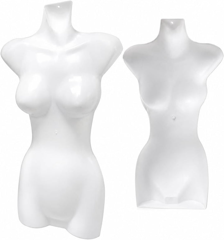 1 x Torso Weiblich - 66 cm Damentorso aus Kunststoff - Oberkörper Halbplastik in Farbe weiss - Manne