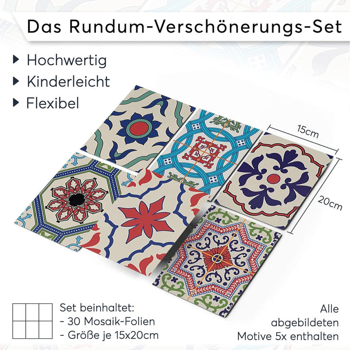 CREATISTO Mosaik Klebefliesen Stickerfliesen Fliesenfolie - Aufkleber Sticker für Wandfliesen I Kleb
