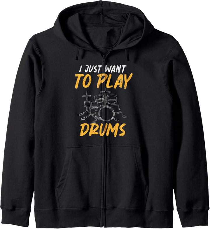 Ich will einfach nur Schlagzeug spielen Musik Schlagzeuger Kapuzenjacke