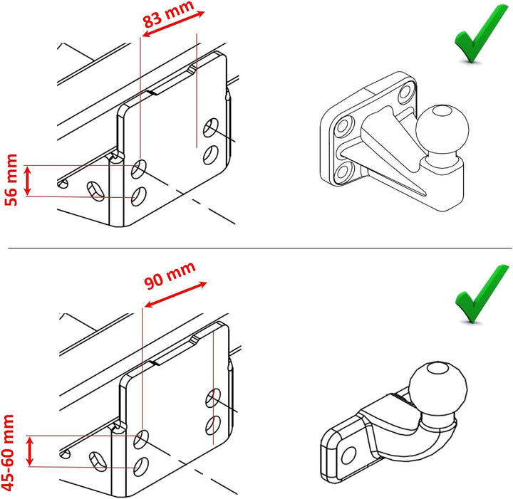 XIMPLIO Adapter Verlängerung Hakenverlängerung für Flanschkugel Anhängerkupplung AHK mit ABE (75 mm)