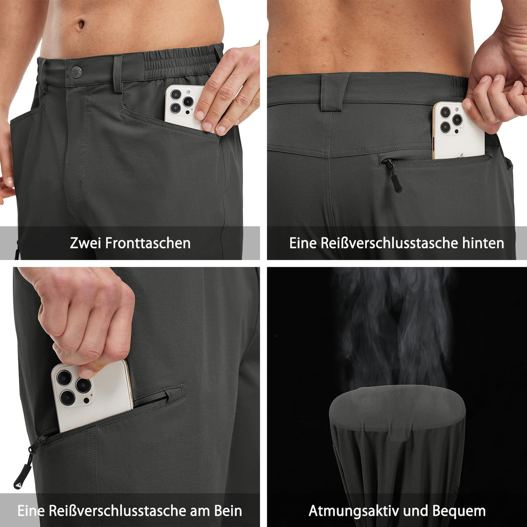 donhobo Kurze Hosen Herren Wanderhose Cargo Shorts Wasserabweisend Leichte Atmungsaktiv Outdoorhose
