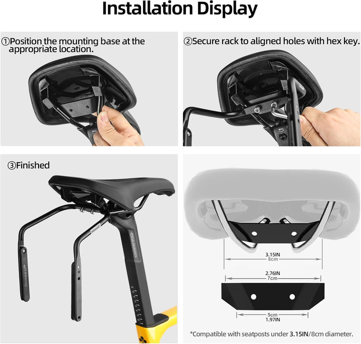 Rhinowalk Fahrrad Satteltasche Stabilisator Stütze für Satteltasche Anti Schütteln Schwarz, Schwarz