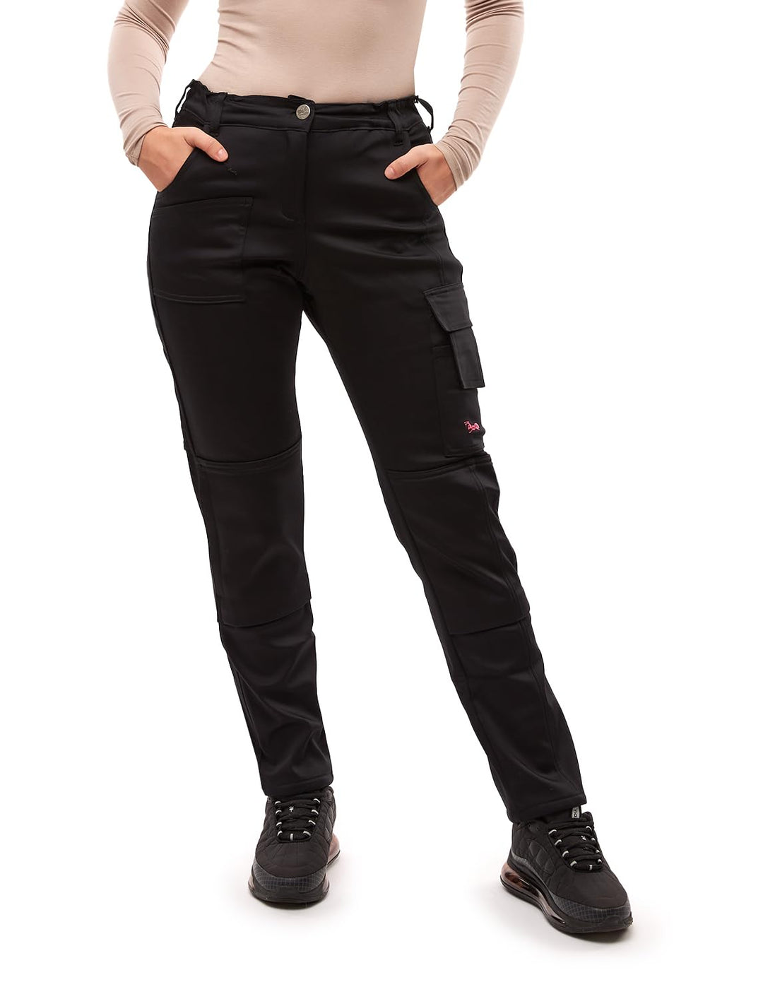 strongAnt Damen Arbeitshose komplett Stretch für Frauen Bundhose mit Kniepolstertaschen Schwarz Grau