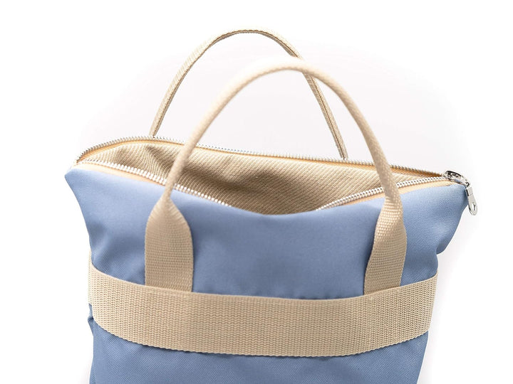 DIY Nähset/Nähpaket Rucksack/Shopper 37cm x 30cm Hellblau - beige mit Vordertasche