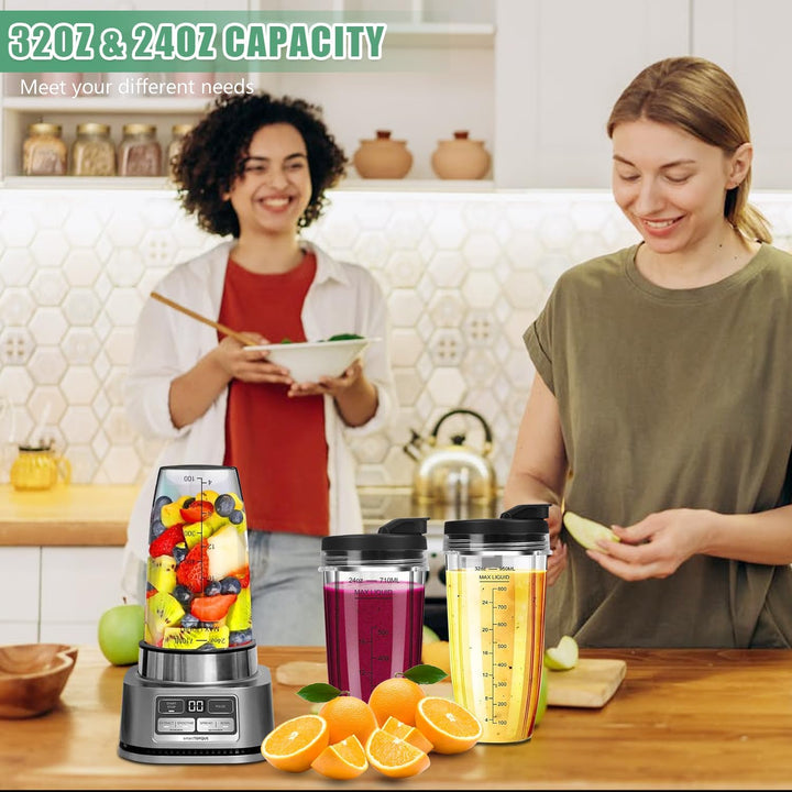 Blender Becher & 7 Flossen Zerkleinerungsklinge für Ninja Mixer, 24oz & 32oz Cups mit 2 Abdeckung,Bü