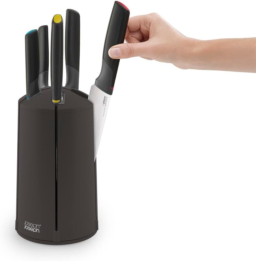 Joseph Joseph Elevate Messerblock, 5-teilig, drehbar, japanischer Edelstahl, Schwarz Mehrfarbig